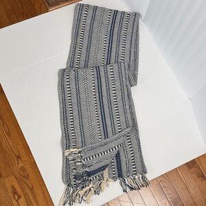 Striped Blue and Cream colored long Table runner